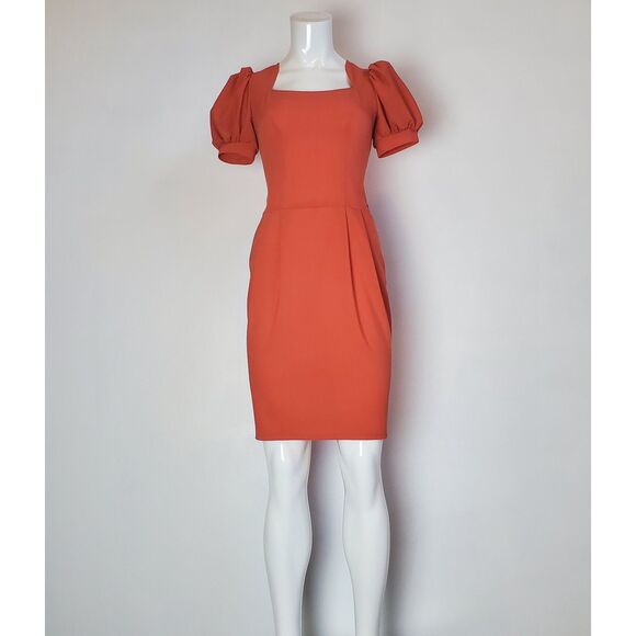 Vintage 80s Burnt Orange Pencil Dress - Picture 2 of 10